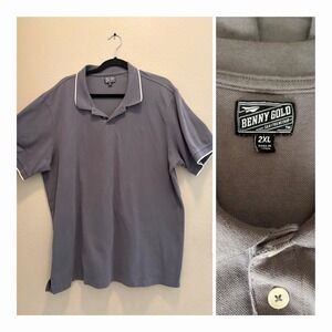 Benny Gold Men's Pique Polo Shirt Gray Size 2XL 100% Cotton TB20020 Streetwear